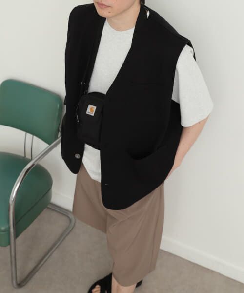 ＊＊SENSE OF PLACE by URBAN RESEARCH / センスオブプレイス バイ アーバンリサーチ ベスト | 『セットアップ対応』ヴィンテージライクVネックベスト（BLACK）