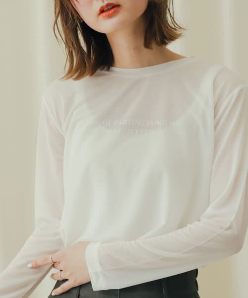 ＊＊SENSE OF PLACE by URBAN RESEARCH / センスオブプレイス バイ アーバンリサーチ Tシャツ | シアーロゴTシャツ（OFF WHITE）