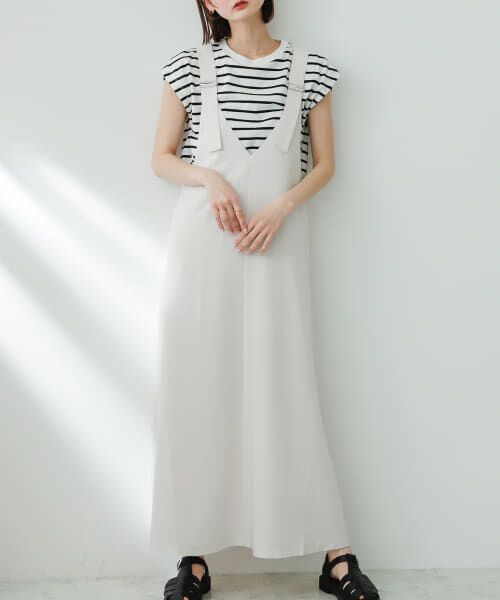 ＊＊SENSE OF PLACE by URBAN RESEARCH / センスオブプレイス バイ アーバンリサーチ ワンピース | フレアジャンパースカート（GREIGE）