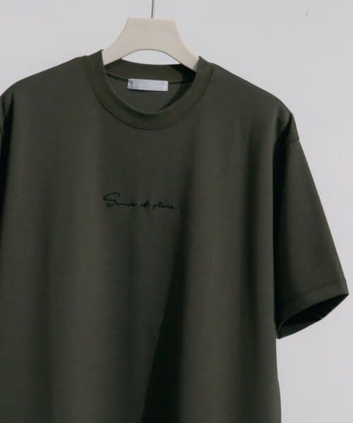 ＊＊SENSE OF PLACE by URBAN RESEARCH / センスオブプレイス バイ アーバンリサーチ Tシャツ | シシュウポンチTシャツ(5分袖)（OLIVE）