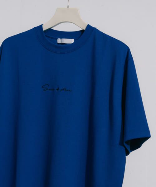 ＊＊SENSE OF PLACE by URBAN RESEARCH / センスオブプレイス バイ アーバンリサーチ Tシャツ | シシュウポンチTシャツ(5分袖)（BLUE）