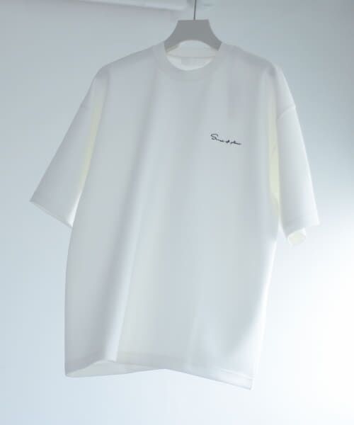 ＊＊SENSE OF PLACE by URBAN RESEARCH / センスオブプレイス バイ アーバンリサーチ Tシャツ | シシュウダンボールポンチTシャツ(5分袖)（WHITE）