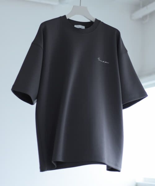 ＊＊SENSE OF PLACE by URBAN RESEARCH / センスオブプレイス バイ アーバンリサーチ Tシャツ | シシュウダンボールポンチTシャツ(5分袖)（CHARCOAL）