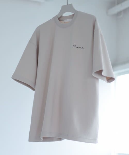 ＊＊SENSE OF PLACE by URBAN RESEARCH / センスオブプレイス バイ アーバンリサーチ Tシャツ | シシュウダンボールポンチTシャツ(5分袖)（GREIGE）