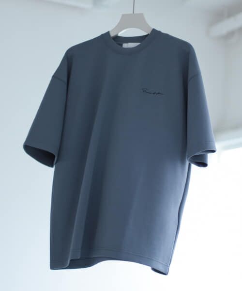 ＊＊SENSE OF PLACE by URBAN RESEARCH / センスオブプレイス バイ アーバンリサーチ Tシャツ | シシュウダンボールポンチTシャツ(5分袖)（BLUE）
