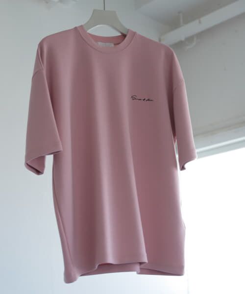 ＊＊SENSE OF PLACE by URBAN RESEARCH / センスオブプレイス バイ アーバンリサーチ Tシャツ | シシュウダンボールポンチTシャツ(5分袖)（PINK）