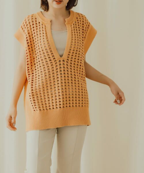 【Eaphi】front hole summer knit エフィ ニットベスト Eaphi】front hole summer knit エフィ ニットベスト Eaphi】front