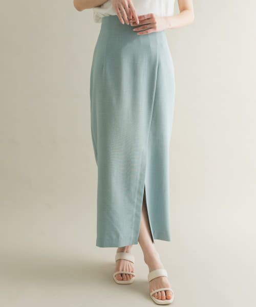 ＊＊SENSE OF PLACE by URBAN RESEARCH / センスオブプレイス バイ アーバンリサーチ スカート | リネンライクスリットタイトスカート（L.BLUE）