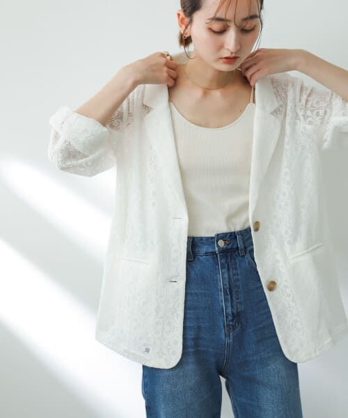＊＊SENSE OF PLACE by URBAN RESEARCH / センスオブプレイス バイ アーバンリサーチ その他アウター | レーステーラードジャケット（OFF WHITE）