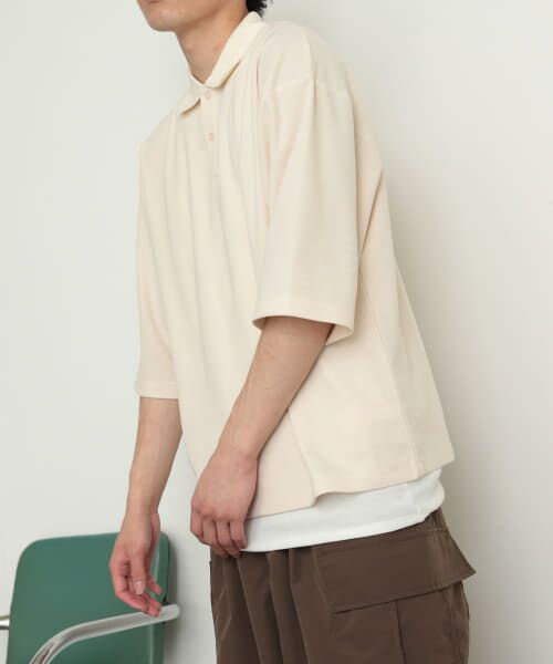 ＊＊SENSE OF PLACE by URBAN RESEARCH / センスオブプレイス バイ アーバンリサーチ ポロシャツ | 『ユニセックス』カノコルーズポロシャツ(5分袖)（IVORY）