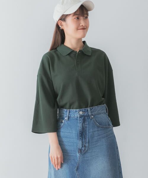 ＊＊SENSE OF PLACE by URBAN RESEARCH / センスオブプレイス バイ アーバンリサーチ ポロシャツ | 『ユニセックス』カノコルーズポロシャツ(5分袖)（GREEN）