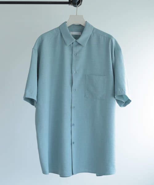 ＊＊SENSE OF PLACE by URBAN RESEARCH / センスオブプレイス バイ アーバンリサーチ シャツ・ブラウス | 『セットアップ対応』『イージーケア』リネンライクレギュラーカラーシャツ(5分袖)（L.BLUE）