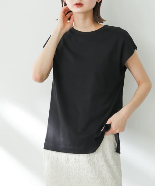 セール】 オーガニックコットンフレンチスリーブTシャツ （T