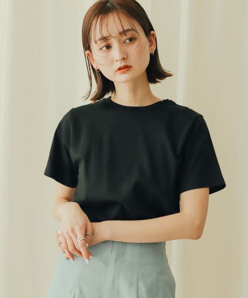 AURALEE 100%コットン Tシャツ サイズ5 黒 セール】 コットンクルーネックTシャツ(半袖) （Tシャツ