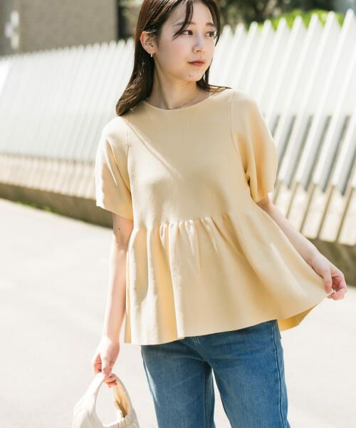 ＊＊SENSE OF PLACE by URBAN RESEARCH / センスオブプレイス バイ アーバンリサーチ ニット・セーター | ボリュームスリーブペプラムセーター（BEIGE）