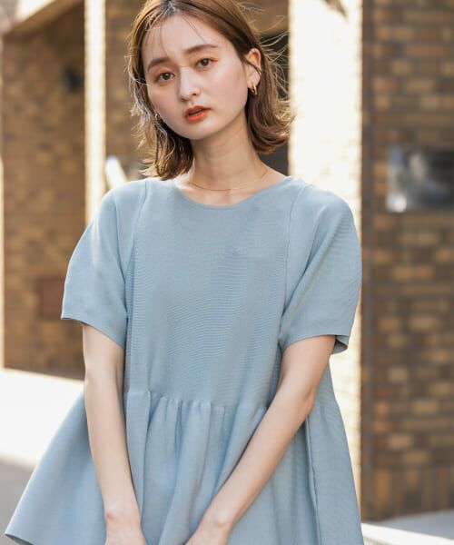 ＊＊SENSE OF PLACE by URBAN RESEARCH / センスオブプレイス バイ アーバンリサーチ ニット・セーター | ボリュームスリーブペプラムセーター（L.BLUE）