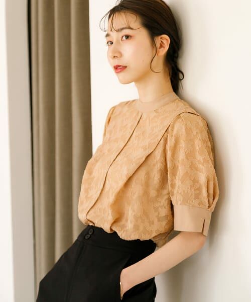 ＊＊SENSE OF PLACE by URBAN RESEARCH / センスオブプレイス バイ アーバンリサーチ シャツ・ブラウス | ジャガードパフスリーブブラウス（BEIGE）