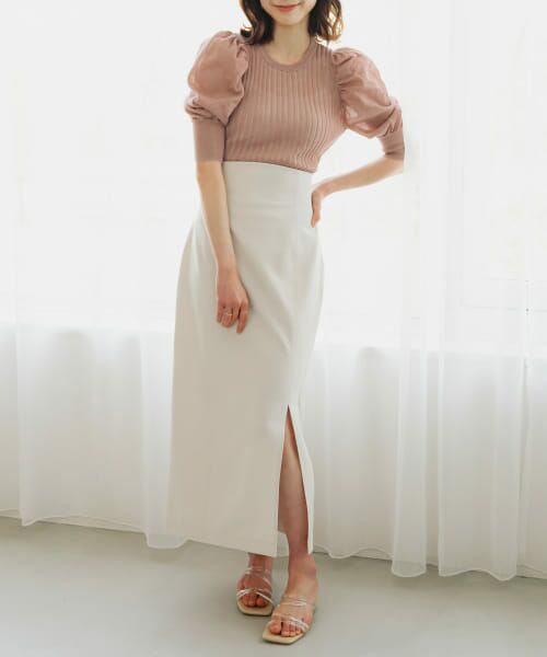 ＊＊SENSE OF PLACE by URBAN RESEARCH / センスオブプレイス バイ アーバンリサーチ スカート | ストレッチスリットスカート（GREIGE）