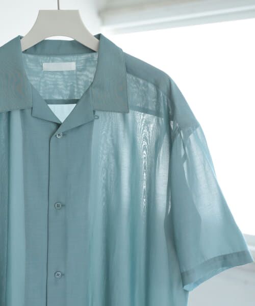 ＊＊SENSE OF PLACE by URBAN RESEARCH / センスオブプレイス バイ アーバンリサーチ シャツ・ブラウス | シアーシャンブレーオープンカラーシャツ（L.BLUE）