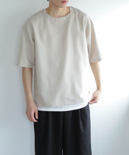 ＊＊SENSE OF PLACE by URBAN RESEARCH / センスオブプレイス バイ アーバンリサーチ シャツ・ブラウス | 『セットアップ対応』『イージーケア』ボリュームプルオーバーシャツ(5分袖)（GREIGE）