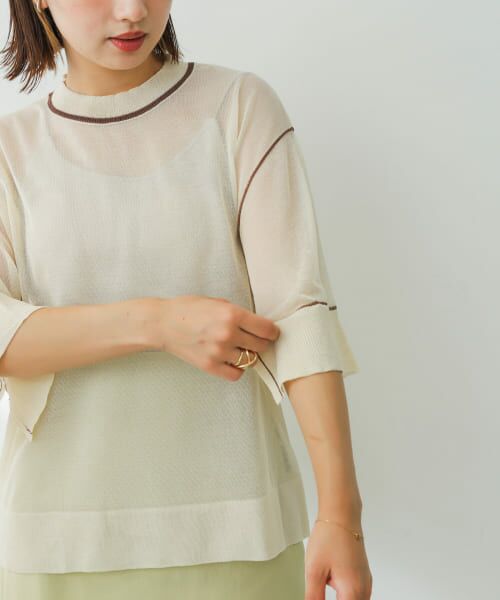 ＊＊SENSE OF PLACE by URBAN RESEARCH / センスオブプレイス バイ アーバンリサーチ ニット・セーター | シアートリミングセーター（IVORY）