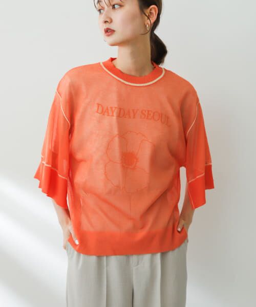 ＊＊SENSE OF PLACE by URBAN RESEARCH / センスオブプレイス バイ アーバンリサーチ ニット・セーター | シアートリミングセーター（CORAL）