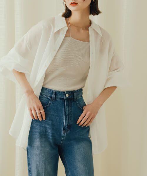 ＊＊SENSE OF PLACE by URBAN RESEARCH / センスオブプレイス バイ アーバンリサーチ シャツ・ブラウス | シアーストライプシャツ（WHT×WHT）