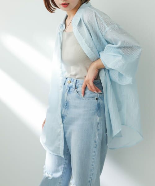 ＊＊SENSE OF PLACE by URBAN RESEARCH / センスオブプレイス バイ アーバンリサーチ シャツ・ブラウス | シアーストライプシャツ（L.BLU×WHT）