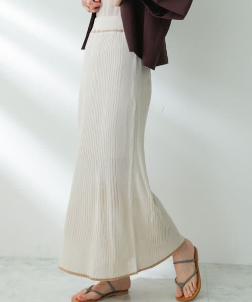 ＊＊SENSE OF PLACE by URBAN RESEARCH / センスオブプレイス バイ アーバンリサーチ スカート | トリミングナローニットスカート（IVORY）
