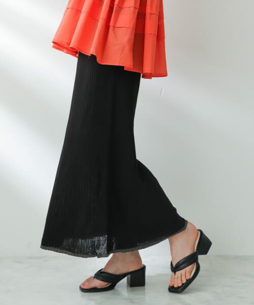 ＊＊SENSE OF PLACE by URBAN RESEARCH / センスオブプレイス バイ アーバンリサーチ スカート | トリミングナローニットスカート（BLACK）