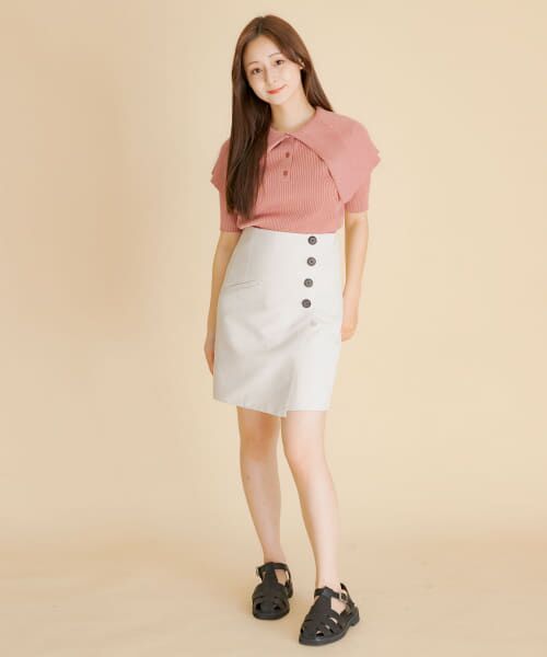 ＊＊SENSE OF PLACE by URBAN RESEARCH / センスオブプレイス バイ アーバンリサーチ ショート・ハーフ・半端丈パンツ | ハイウエストスカショーパン（GREIGE）