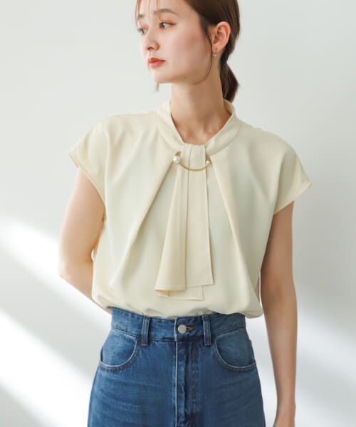 ＊＊SENSE OF PLACE by URBAN RESEARCH / センスオブプレイス バイ アーバンリサーチ シャツ・ブラウス | フレンチスリーブボウタイブラウス（YELLOW）