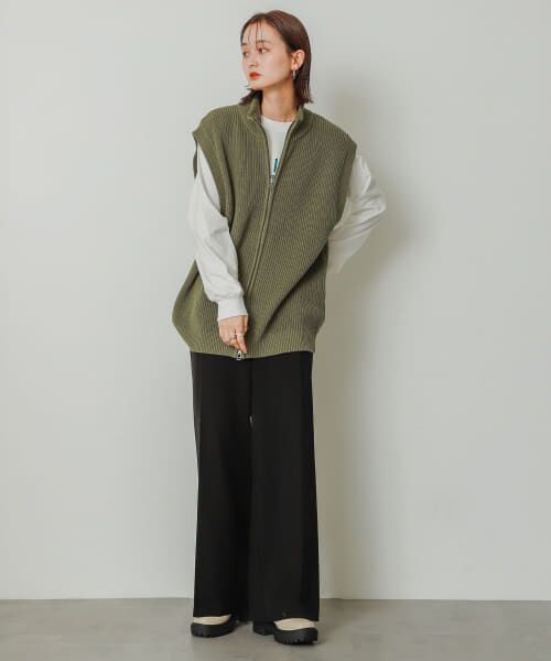 ＊＊SENSE OF PLACE by URBAN RESEARCH / センスオブプレイス バイ アーバンリサーチ ベスト | 『ユニセックス』ドライバーズニットベスト（KHAKI）