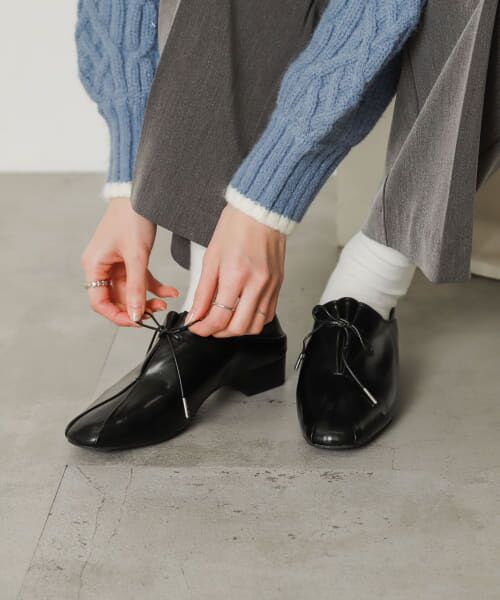 ＊＊SENSE OF PLACE by URBAN RESEARCH / センスオブプレイス バイ アーバンリサーチ シューズ | タックリボンステップオンシューズ（BLACK）