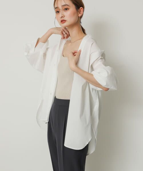＊＊SENSE OF PLACE by URBAN RESEARCH / センスオブプレイス バイ アーバンリサーチ シャツ・ブラウス | カラーコクーンスリーブシャツ（OFF WHITE）