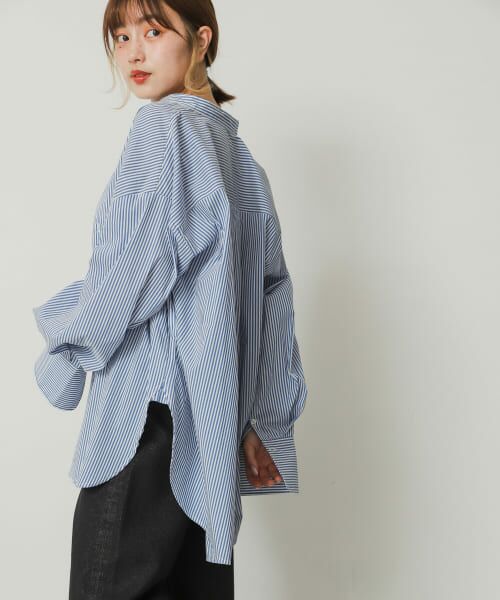 ＊＊SENSE OF PLACE by URBAN RESEARCH / センスオブプレイス バイ アーバンリサーチ シャツ・ブラウス | カラーコクーンスリーブシャツ（BLU×IVO）