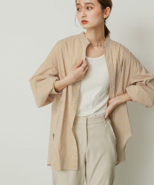 ＊＊SENSE OF PLACE by URBAN RESEARCH / センスオブプレイス バイ アーバンリサーチ シャツ・ブラウス | カラーコクーンスリーブシャツ（YEL×IVO）