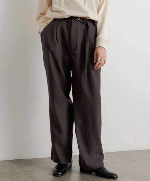 ＊＊SENSE OF PLACE by URBAN RESEARCH / センスオブプレイス バイ アーバンリサーチ その他パンツ | ウールライクダブルタックワイドパンツ（BROWN）