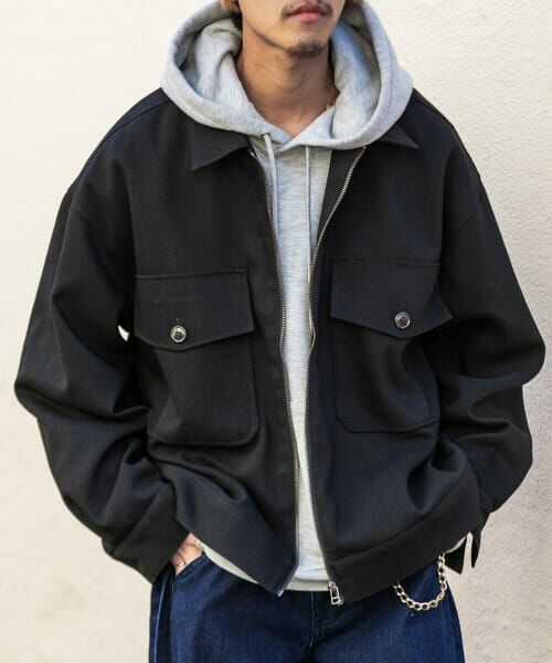 ＊＊SENSE OF PLACE by URBAN RESEARCH / センスオブプレイス バイ アーバンリサーチ ブルゾン | ハードツイルCPOブルゾン（BLACK）