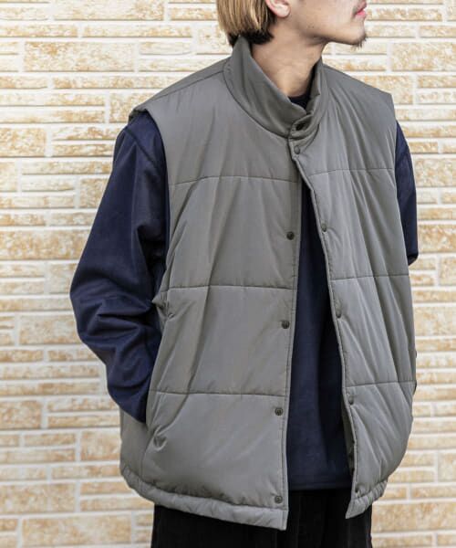 ＊＊SENSE OF PLACE by URBAN RESEARCH / センスオブプレイス バイ アーバンリサーチ ダウンジャケット・ベスト | パデットドローコードツキベスト（GRAY）