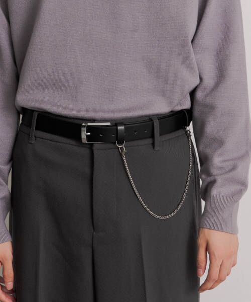 ＊＊SENSE OF PLACE by URBAN RESEARCH / センスオブプレイス バイ アーバンリサーチ ベルト・サスペンダー | フェイクレザーチェーンツキベルト（BLACK）