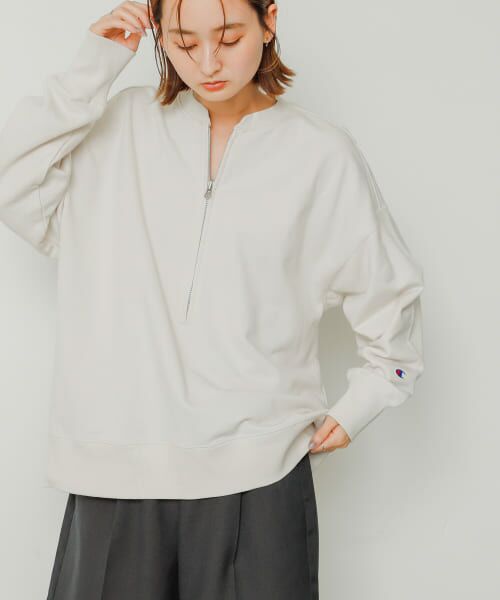 別注』champion×SENSE OF PLACE ハーフジップスウェット