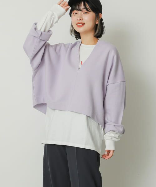 ＊＊SENSE OF PLACE by URBAN RESEARCH / センスオブプレイス バイ アーバンリサーチ Tシャツ | Vネッククロップドトップ（PURPLE）