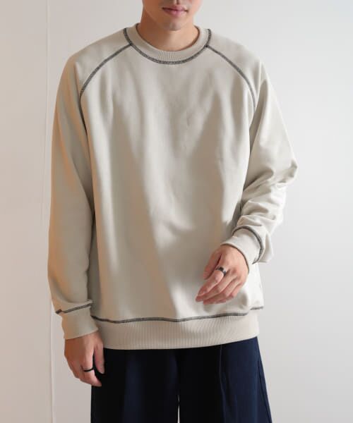 ＊＊SENSE OF PLACE by URBAN RESEARCH / センスオブプレイス バイ アーバンリサーチ スウェット | ラグランフェイクスエードスウェットシャツ（GREIGE）