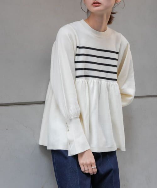 ma_sa　スラックス&ペプラムニット PROPORTION BODY DRESSING｜フェザーペプラムニット 24AW