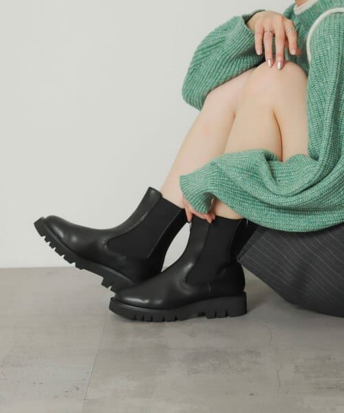 ＊＊SENSE OF PLACE by URBAN RESEARCH / センスオブプレイス バイ アーバンリサーチ ブーツ（ショート丈） | 『軽量ソール採用』トラックソールサイドゴアブーツ（BLACK）