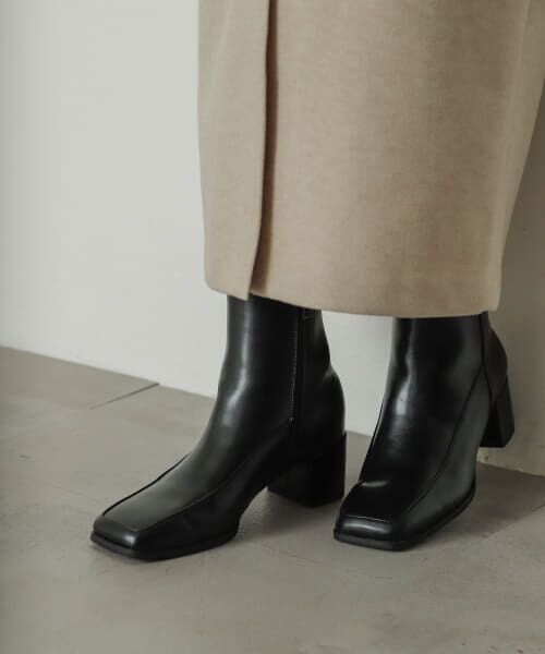 セール】 ワイドスクエアショートブーツ （ブーツ（ショート丈