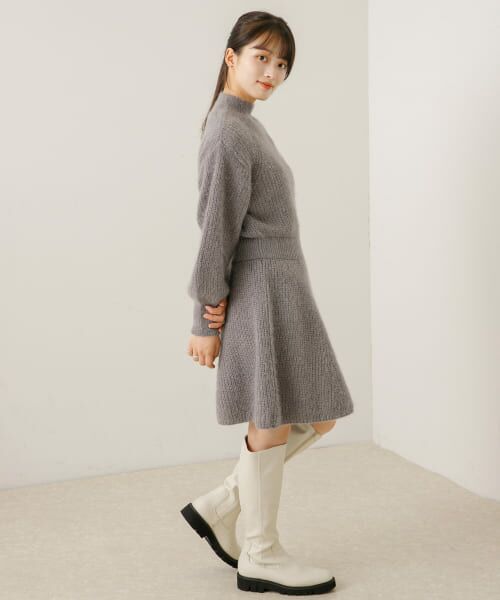 ＊＊SENSE OF PLACE by URBAN RESEARCH / センスオブプレイス バイ アーバンリサーチ ワンピース | ウエストマークニットワンピース（GRAY）