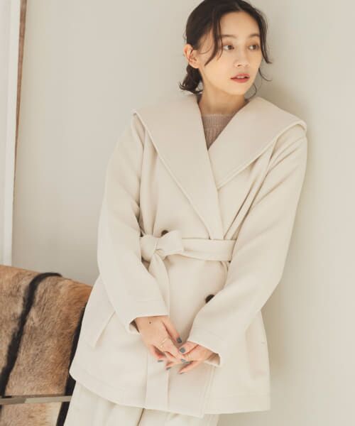 【美品】URBAN RESEARCHシルク混ビッグカラーコート URBAN RESEARCH（アーバンリサーチ）の「ビッグカラーコート