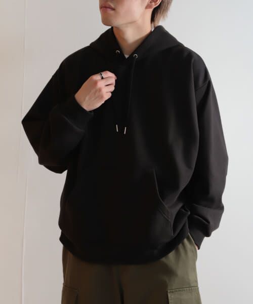 ＊＊SENSE OF PLACE by URBAN RESEARCH / センスオブプレイス バイ アーバンリサーチ パーカー | ハーフウラキモウライトスウェットパーカ（BLACK）